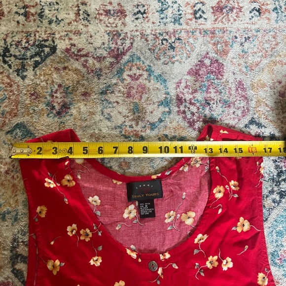 Vintage Truly Yours Sport Pockets Maxi Sleeveless Red Dress Medium Oversize - Picture 5 of 5